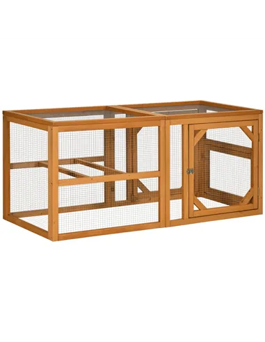 PawHut Wooden Chicken Coop with Perches, Doors, Combinable Design, for 2-4 Chickens - Natural Wood Colour