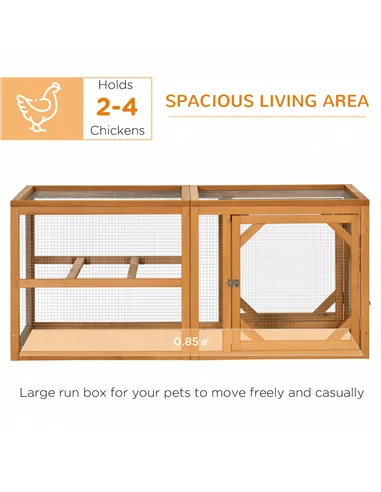PawHut Wooden Chicken Coop with Perches, Doors, Combinable Design, for 2-4 Chickens - Natural Wood Colour
