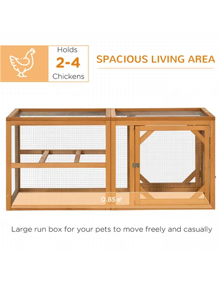 PawHut Wooden Chicken Coop with Perches, Doors, Combinable Design, for 2-4 Chickens - Natural Wood Colour