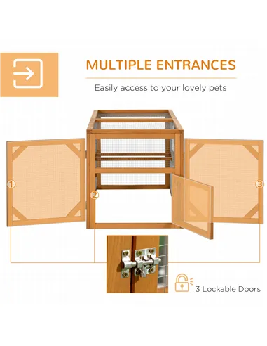 PawHut Wooden Chicken Coop with Perches, Doors, Combinable Design, for 2-4 Chickens - Natural Wood Colour