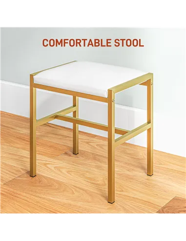 HOMCOM Dressing Table with Lighted Mirror, Cushioned Stool, Drawers, Shelves, LED Makeup Vanity Desk Set, Modern Dresser Vanity 