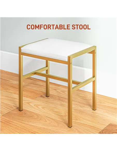 HOMCOM Dressing Table with Lighted Mirror, Cushioned Stool, Drawers, Shelves, LED Makeup Vanity Desk Set, Modern Dresser Vanity 