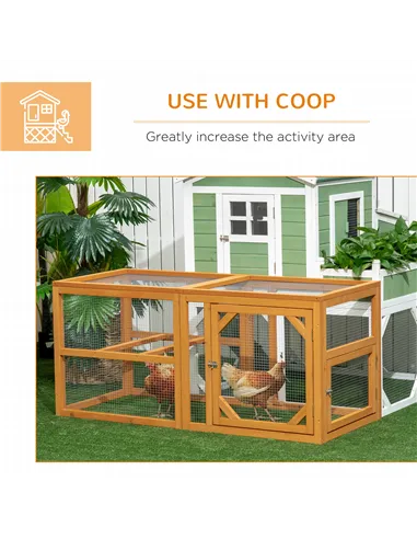 PawHut Wooden Chicken Coop with Perches, Doors, Combinable Design, for 2-4 Chickens - Natural Wood Colour