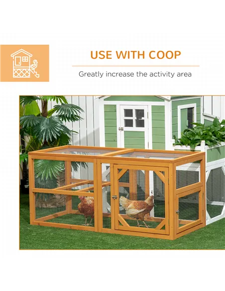 PawHut Wooden Chicken Coop with Perches, Doors, Combinable Design, for 2-4 Chickens - Natural Wood Colour