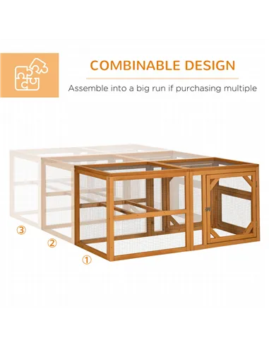 PawHut Wooden Chicken Coop with Perches, Doors, Combinable Design, for 2-4 Chickens - Natural Wood Colour