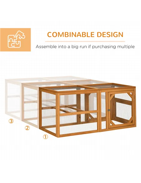 PawHut Wooden Chicken Coop with Perches, Doors, Combinable Design, for 2-4 Chickens - Natural Wood Colour