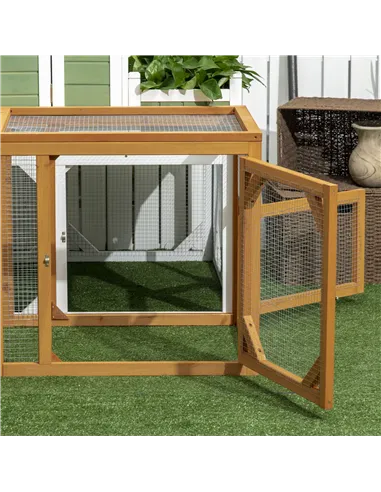 PawHut Wooden Chicken Coop with Perches, Doors, Combinable Design, for 2-4 Chickens - Natural Wood Colour