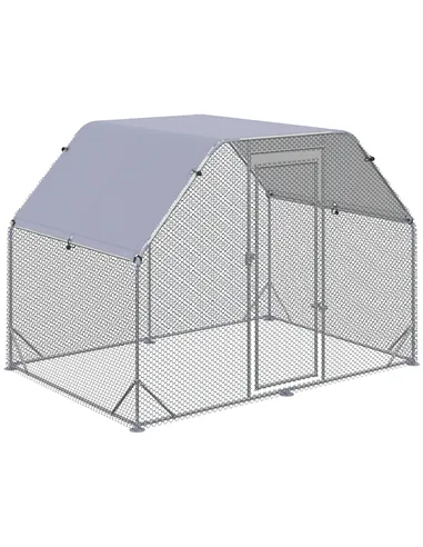PawHut Walk in Chicken Run Chicken Coop Hen House Outdoor with Roof for 4-6 Chickens, 280 x 190 x 195cm