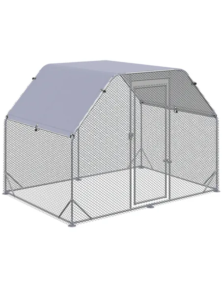 PawHut Walk in Chicken Run Chicken Coop Hen House Outdoor with Roof for 4-6 Chickens, 280 x 190 x 195cm