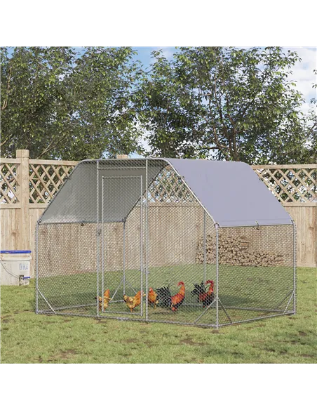 PawHut Walk in Chicken Run Chicken Coop Hen House Outdoor with Roof for 4-6 Chickens, 280 x 190 x 195cm