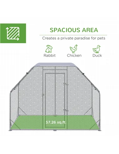 PawHut Walk in Chicken Run Chicken Coop Hen House Outdoor with Roof for 4-6 Chickens, 280 x 190 x 195cm