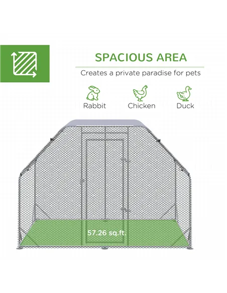 PawHut Walk in Chicken Run Chicken Coop Hen House Outdoor with Roof for 4-6 Chickens, 280 x 190 x 195cm