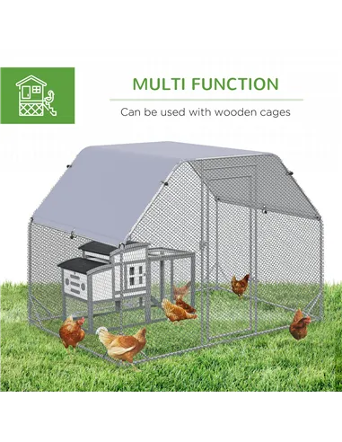 PawHut Walk in Chicken Run Chicken Coop Hen House Outdoor with Roof for 4-6 Chickens, 280 x 190 x 195cm