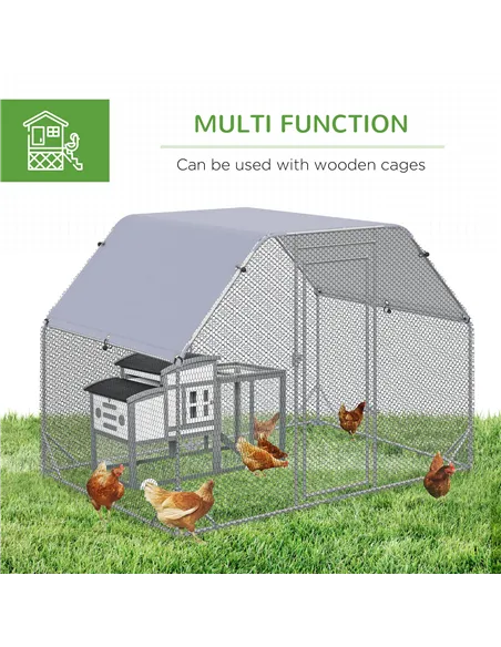 PawHut Walk in Chicken Run Chicken Coop Hen House Outdoor with Roof for 4-6 Chickens, 280 x 190 x 195cm