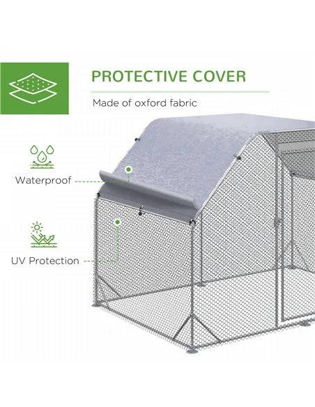 PawHut Walk in Chicken Run Chicken Coop Hen House Outdoor with Roof for 4-6 Chickens, 280 x 190 x 195cm