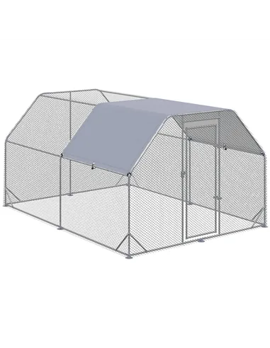 PawHut Walk in Chicken Run Chicken Coop Hen House Outdoor with Roof for 10-12 Chickens, 380 x 280 x 195cm