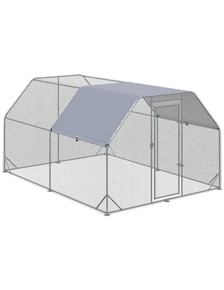 PawHut Walk in Chicken Run Chicken Coop Hen House Outdoor with Roof for 10-12 Chickens, 380 x 280 x 195cm