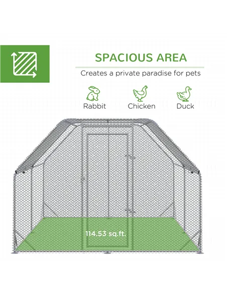 PawHut Walk in Chicken Run Chicken Coop Hen House Outdoor with Roof for 10-12 Chickens, 380 x 280 x 195cm