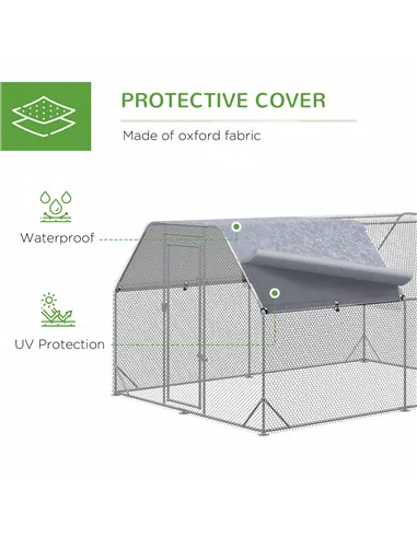 PawHut Walk in Chicken Run Chicken Coop Hen House Outdoor with Roof for 10-12 Chickens, 380 x 280 x 195cm