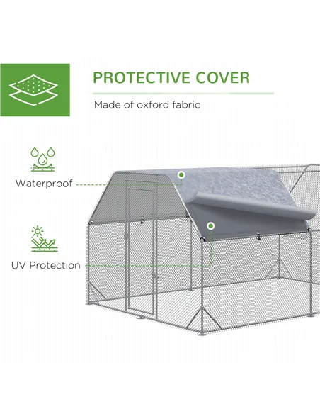 PawHut Walk in Chicken Run Chicken Coop Hen House Outdoor with Roof for 10-12 Chickens, 380 x 280 x 195cm