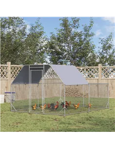 PawHut Walk In Chicken Run Chicken Coop with Roof Outdoor for 10-12 Chickens, Hen House, Duck Pen, 2.8 x 3.8 x 2 m 2