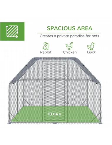 PawHut Walk In Chicken Run Chicken Coop with Roof Outdoor for 10-12 Chickens, Hen House, Duck Pen, 2.8 x 3.8 x 2 m