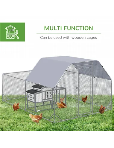 PawHut Walk In Chicken Run Chicken Coop with Roof Outdoor for 10-12 Chickens, Hen House, Duck Pen, 2.8 x 3.8 x 2 m