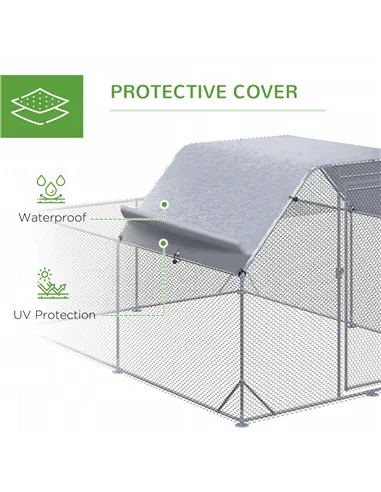 PawHut Walk In Chicken Run Chicken Coop with Roof Outdoor for 10-12 Chickens, Hen House, Duck Pen, 2.8 x 3.8 x 2 m