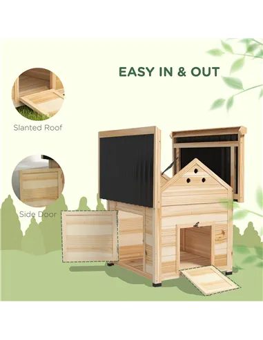 PawHut Wooden Duck House with Double Doors, Openable Roof, Ventilation Holes, Removable Base, Natural Wood Finish