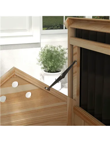 PawHut Wooden Duck House with Double Doors, Openable Roof, Ventilation Holes, Removable Base, Natural Wood Finish