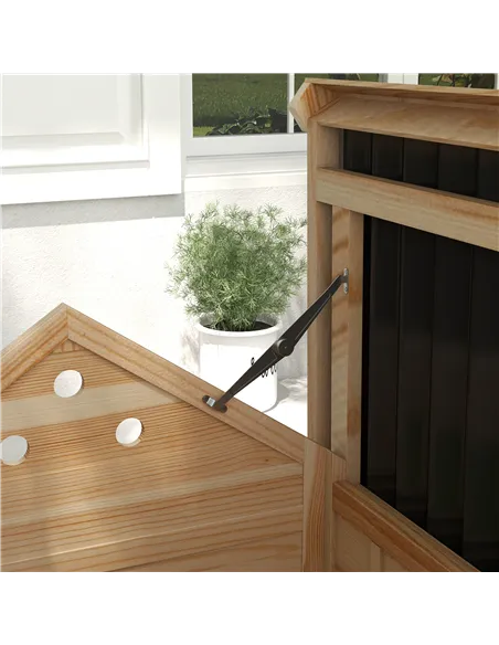 PawHut Wooden Duck House with Double Doors, Openable Roof, Ventilation Holes, Removable Base, Natural Wood Finish