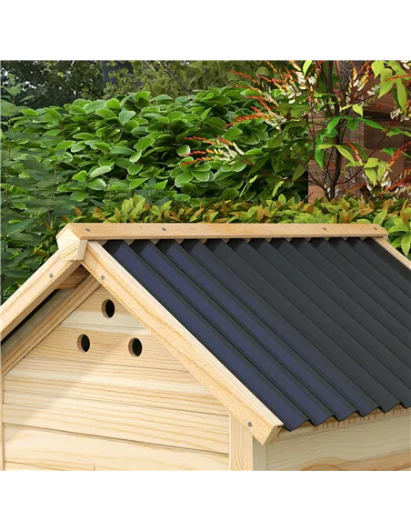 PawHut Wooden Duck House with Double Doors, Openable Roof, Ventilation Holes, Removable Base, Natural Wood Finish