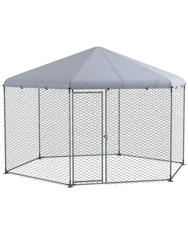 PawHut Chicken Coop for 10-15 Chickens, Hens, Rabbits, Ducks, Outdoor Garden Chicken Run, 4 x 3.5 x 2.6m