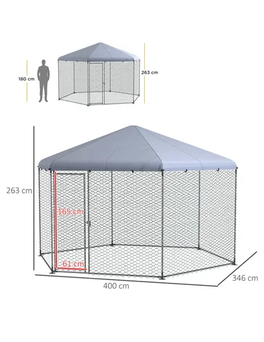 PawHut Chicken Coop for 10-15 Chickens, Hens, Rabbits, Ducks, Outdoor Garden Chicken Run, 4 x 3.5 x 2.6m