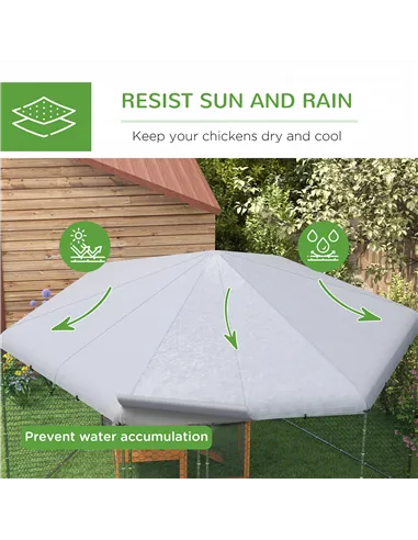 PawHut Chicken Coop for 10-15 Chickens, Hens, Rabbits, Ducks, Outdoor Garden Chicken Run, 4 x 3.5 x 2.6m