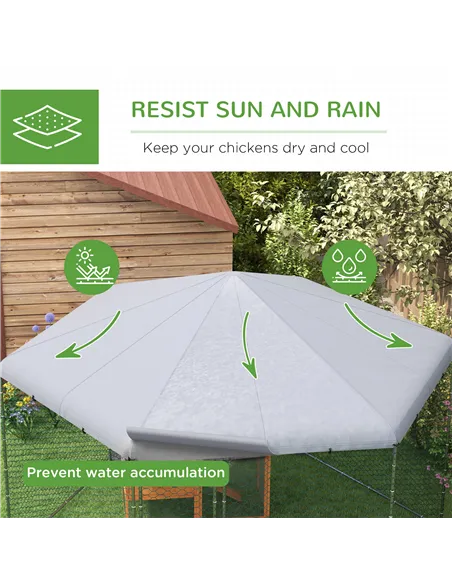 PawHut Chicken Coop for 10-15 Chickens, Hens, Rabbits, Ducks, Outdoor Garden Chicken Run, 4 x 3.5 x 2.6m