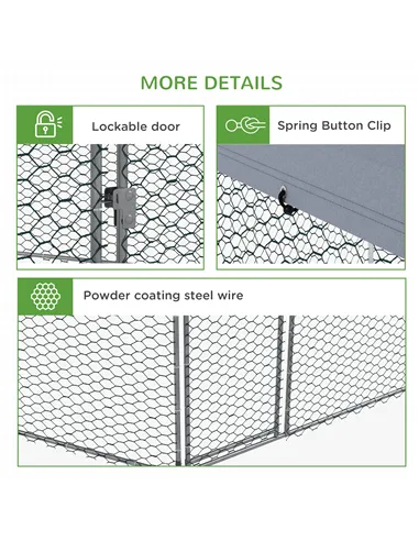 PawHut Chicken Coop for 10-15 Chickens, Hens, Rabbits, Ducks, Outdoor Garden Chicken Run, 4 x 3.5 x 2.6m