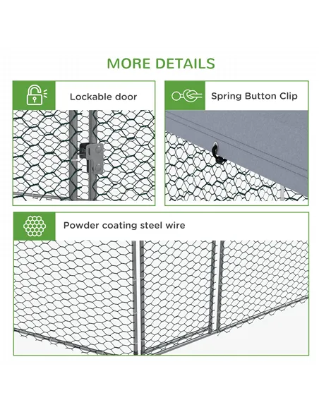 PawHut Chicken Coop for 10-15 Chickens, Hens, Rabbits, Ducks, Outdoor Garden Chicken Run, 4 x 3.5 x 2.6m