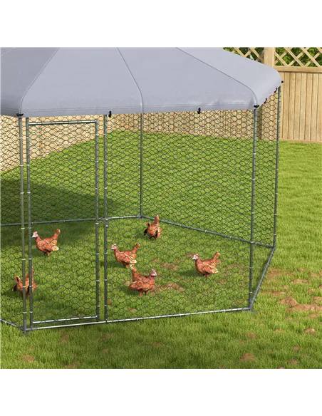 PawHut Chicken Coop for 10-15 Chickens, Hens, Rabbits, Ducks, Outdoor Garden Chicken Run, 4 x 3.5 x 2.6m