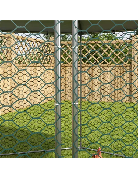 PawHut Chicken Coop for 10-15 Chickens, Hens, Rabbits, Ducks, Outdoor Garden Chicken Run, 4 x 3.5 x 2.6m