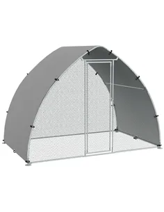 PawHut Galvanised Outdoor Chicken Coop with Cover, for 4-6 Chickens, Hens, Ducks, Rabbits, 3 x 1.9 x 2.2m - Silver Tone