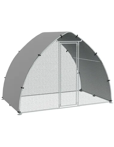 PawHut Galvanised Outdoor Chicken Coop with Cover, for 4-6 Chickens, Hens, Ducks, Rabbits, 3 x 1.9 x 2.2m - Silver Tone