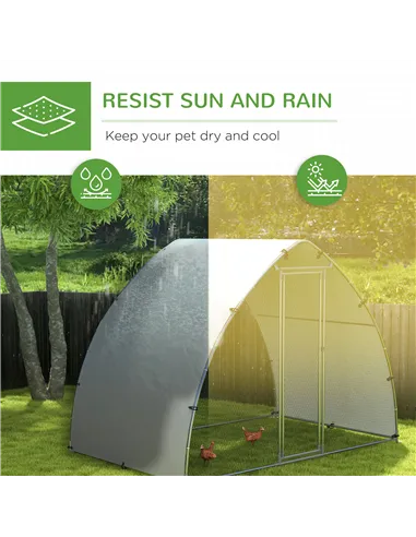 PawHut Galvanised Outdoor Chicken Coop with Cover, for 4-6 Chickens, Hens, Ducks, Rabbits, 3 x 1.9 x 2.2m - Silver Tone