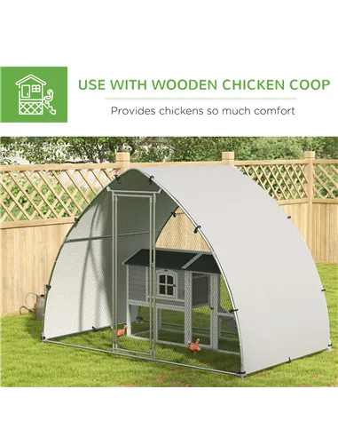 PawHut Galvanised Outdoor Chicken Coop with Cover, for 4-6 Chickens, Hens, Ducks, Rabbits, 3 x 1.9 x 2.2m - Silver Tone