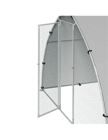 PawHut Galvanised Outdoor Chicken Coop with Cover, for 4-6 Chickens, Hens, Ducks, Rabbits, 3 x 1.9 x 2.2m - Silver Tone