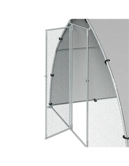 PawHut Galvanised Outdoor Chicken Coop with Cover, for 4-6 Chickens, Hens, Ducks, Rabbits, 3 x 1.9 x 2.2m - Silver Tone