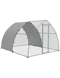 PawHut Galvanised Outdoor Chicken Coop, with Cover, for 8-12 Chickens, Hens, Ducks, Rabbits, 3 x 3.8 x 2.2m - Silver Tone