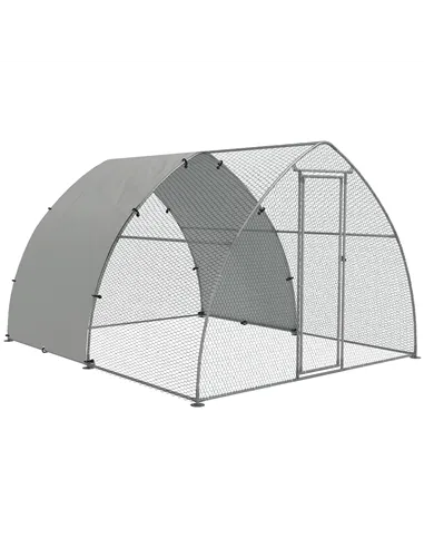 PawHut Galvanised Outdoor Chicken Coop, with Cover, for 8-12 Chickens, Hens, Ducks, Rabbits, 3 x 3.8 x 2.2m - Silver Tone