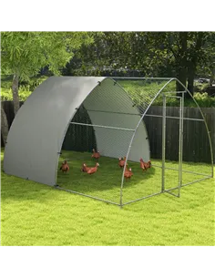 PawHut Galvanised Outdoor Chicken Coop, with Cover, for 8-12 Chickens, Hens, Ducks, Rabbits, 3 x 3.8 x 2.2m - Silver Tone 2