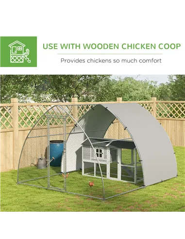 PawHut Galvanised Outdoor Chicken Coop, with Cover, for 8-12 Chickens, Hens, Ducks, Rabbits, 3 x 3.8 x 2.2m - Silver Tone